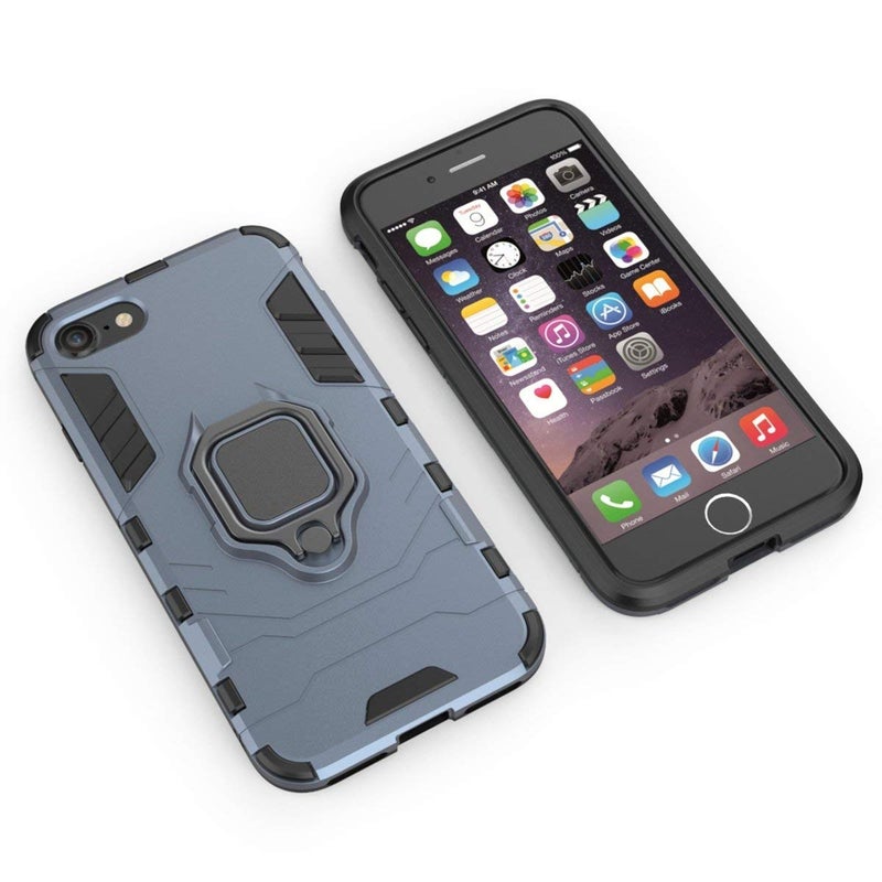 MaiJin Compatible with iPhone 7 / iPhone 8 Case, Magnetic Car Phone Ring Holder 360 Protective Case for Apple iPhone 7, iPhone 8 (Navy Blue) - Image 3